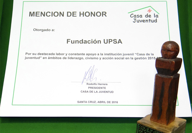 CASA DE LA JUVENTUD AGRADECE A LA UPSA